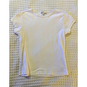 Women’s White Crew Neck Short Sleeve Basic Cotton T-Shirt EVC Size M